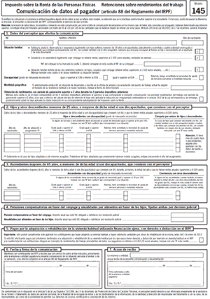 Certificado de Retenciones Modelo 145 Hacienda