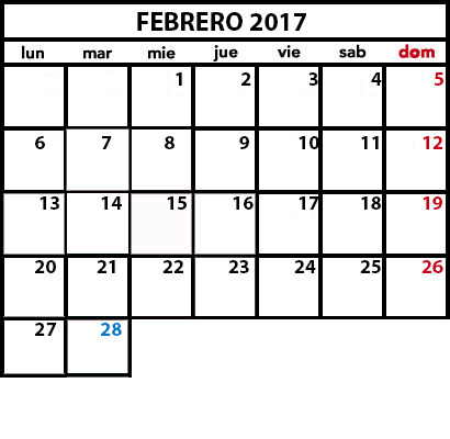 Calendario Laboral Febrero 2017 Club del Asesor