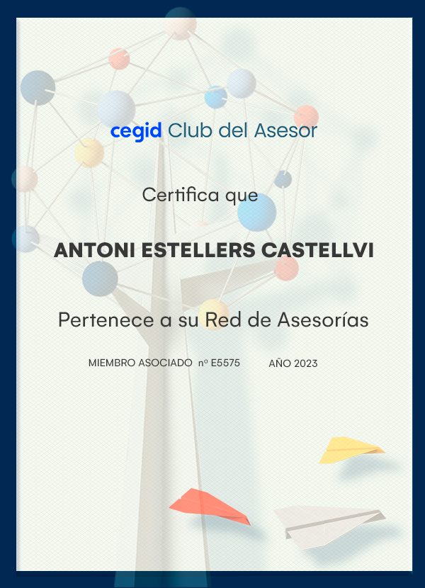 ANTONI ESTELLERS CASTELLVI - miembro asociado Cegid Club del Asesor
